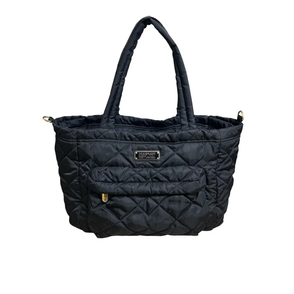 Marc Jacobs Quilted Nylon Baby Diaper Bag Black Gold Hardware $310 Retail READ
